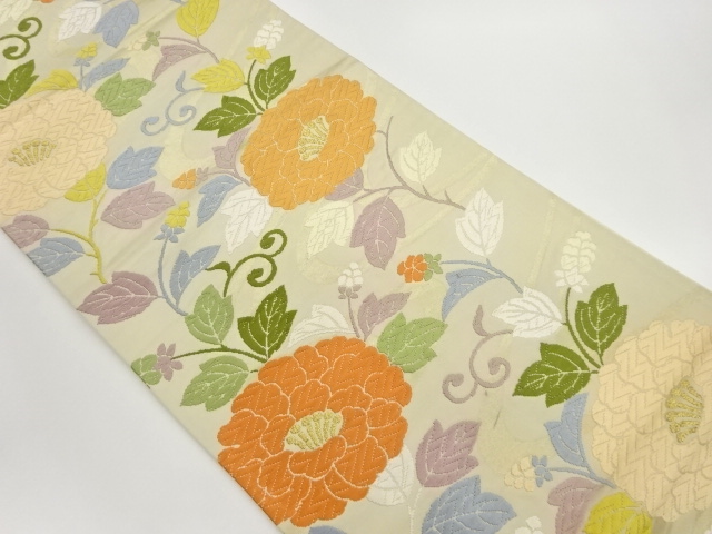 JAPANESE FUKURO OBI / WOVEN FLOWER ARABESQUE